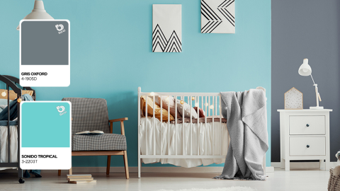 cuarto infantil azul y gris berel