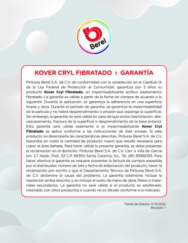 garantia impermeabilizante kover cryl fibratado pinturas berel