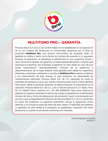 garantia multitono pro mate pinturas berel