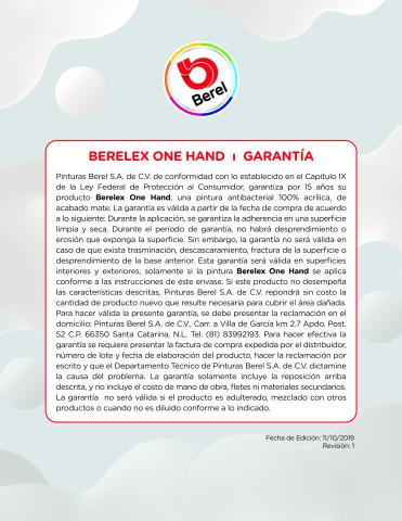 garantia berelex one hand mate