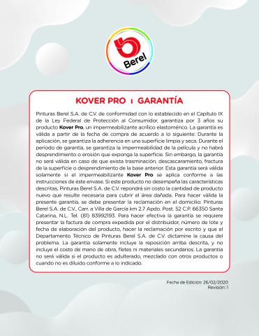 garantia impermeabilizante kover pro pinturas berel